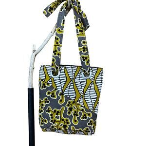 Shoulder Bag Abstract Print Cloth Removable Tie Strap
